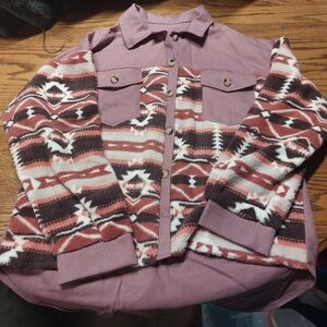 Blush pink Aztec Button down